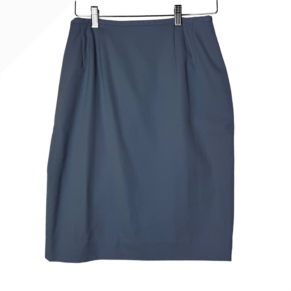 Austin Reed Womens 8 Blue Solid Worsted Wool Pencil Skirt Career‎ Office